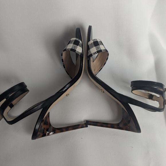 DIANE von Furstenberg Heel Women Sandals Size 6 Made In Italy Leopard And Plaid - Picture 8 of 10